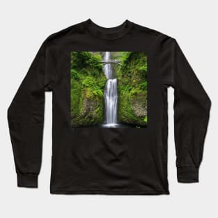Beautiful Waterfall Meditation Gift Wild Nature Photography Long Sleeve T-Shirt